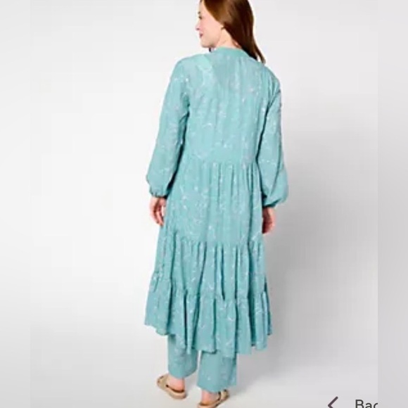 Set- Isaac Mizrahi Live! Regular Bridgehampton Embroidered Gauze matching set - Picture 4 of 15